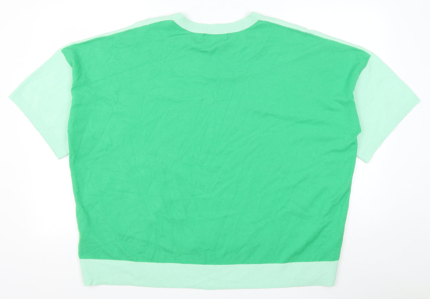 Marks and Spencer Womens Green V-Neck Viscose Pullover Jumper Size 22 Pullover