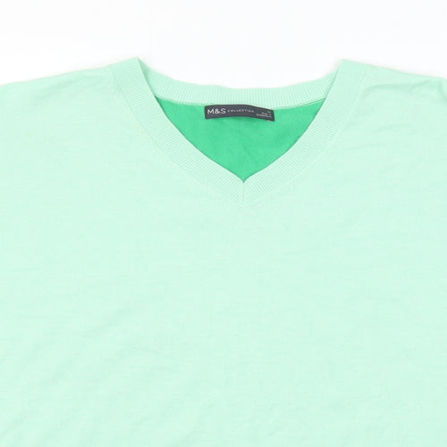 Marks and Spencer Womens Green V-Neck Viscose Pullover Jumper Size 22 Pullover