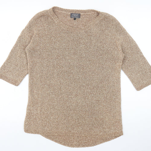 NEXT Womens Brown Crew Neck Cotton Pullover Jumper Size 10 Pullover