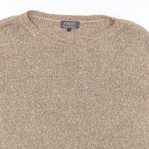 NEXT Womens Brown Crew Neck Cotton Pullover Jumper Size 10 Pullover