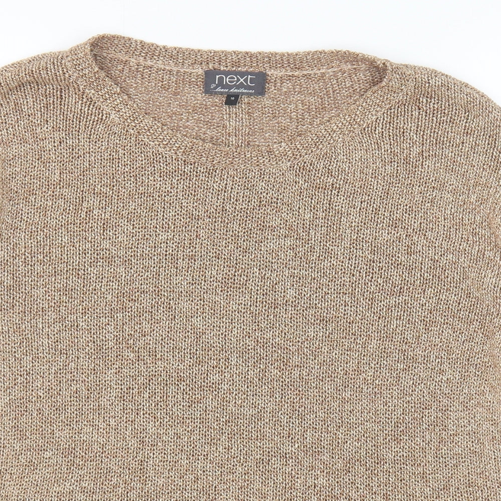 NEXT Womens Brown Crew Neck Cotton Pullover Jumper Size 10 Pullover