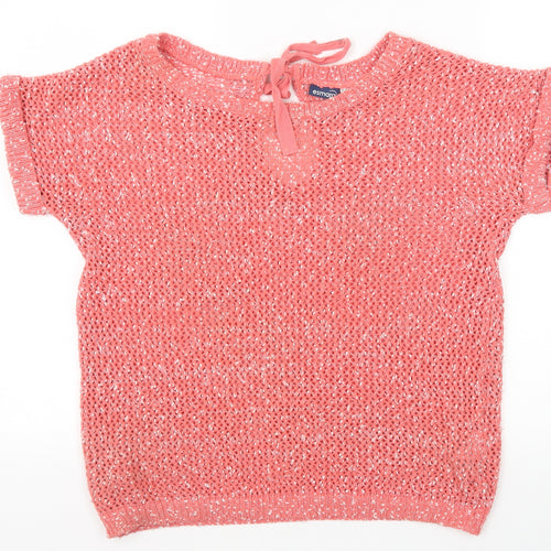 ESMARA Womens Pink Boat Neck Polyester Pullover Jumper Size M Tie
