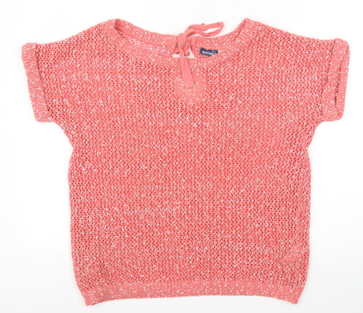 ESMARA Womens Pink Boat Neck Polyester Pullover Jumper Size M Tie