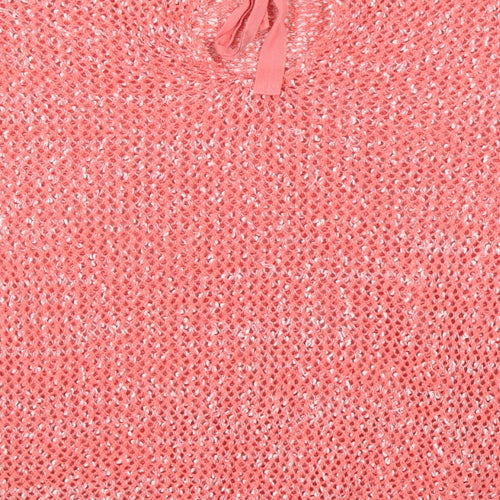 ESMARA Womens Pink Boat Neck Polyester Pullover Jumper Size M Tie
