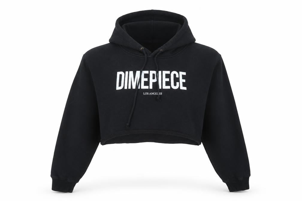 Front view of DX Me Piece women’s black cotton pullover hoodie, size L, pullover
