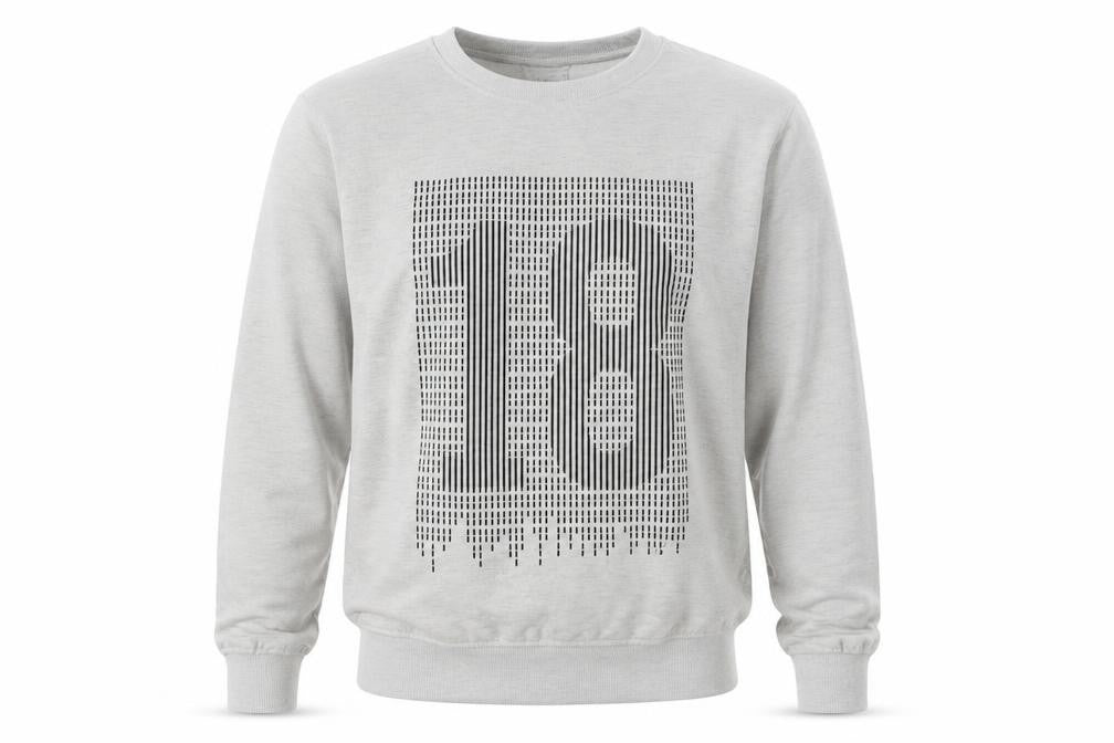 Front view of Bold Street men’s grey cotton pullover sweatshirt, size M