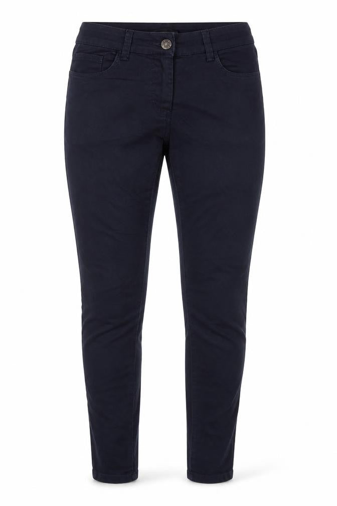 Marks and Spencer Womens Blue Cotton Trousers Size 8 Extra-Slim Zip