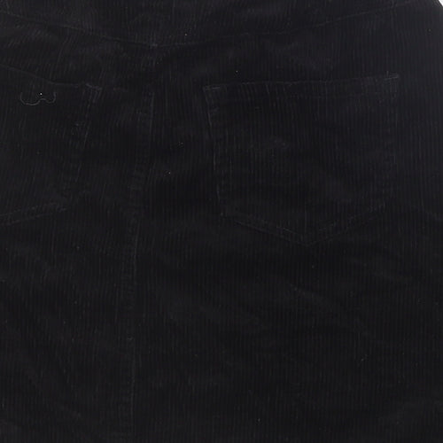 New Look Womens Black Cotton A-Line Skirt Size 8 Zip