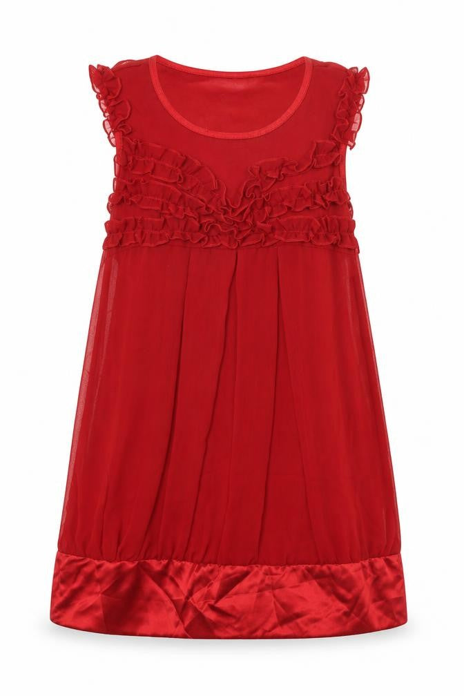 Front view of Young Blood women’s red polyester a-line, size UK 8, round neck pullover