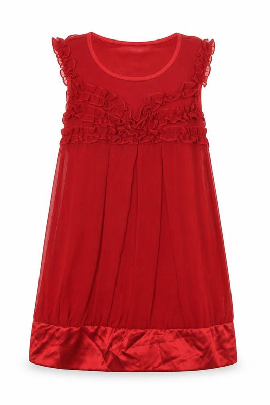 Front view of Young Blood women’s red polyester a-line, size UK 8, round neck pullover