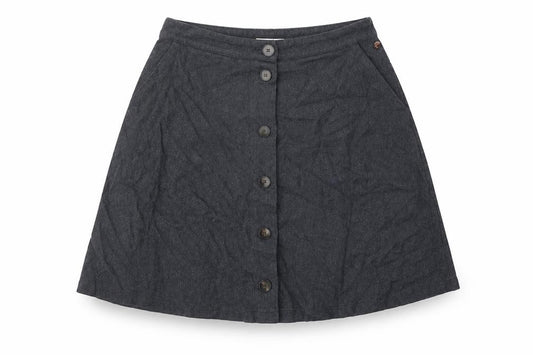 Front view of Harris Wilson women’s grey cotton swing skirt, size UK 29, in button