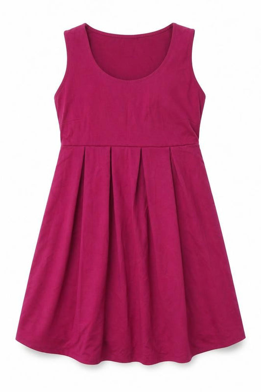 Front view of mamas & papas women’s pink polyester fit & flare, size UK 12, round neck pullover
