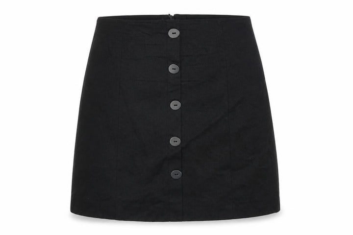 Mango Womens Black Cotton A-Line Skirt Size L Zip