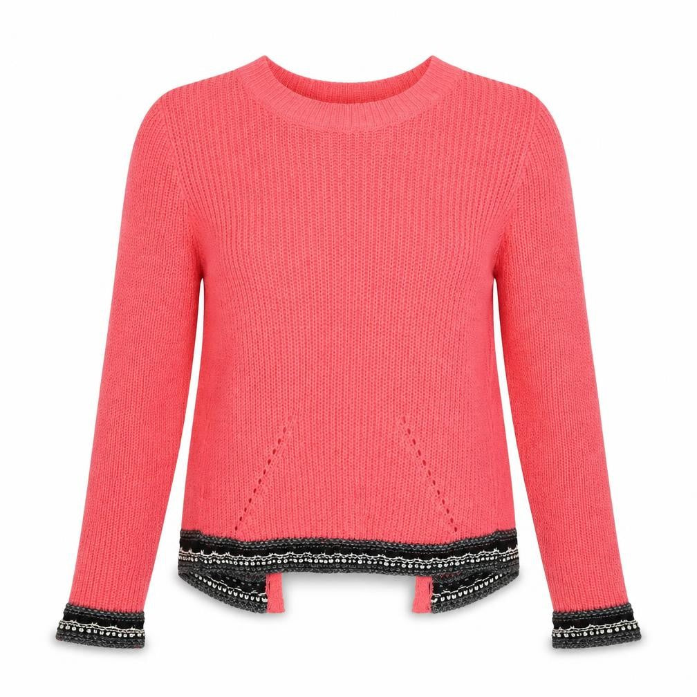 Front view of Tu women’s pink round neck acrylic jumper, size UK 10