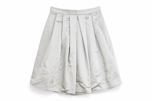 Front view of Zara women’s grey polyester tulip skirt, size S, zip