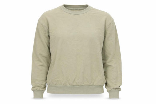 Front view of ASOS women’s green cotton pullover sweatshirt, size UK 8, pullover