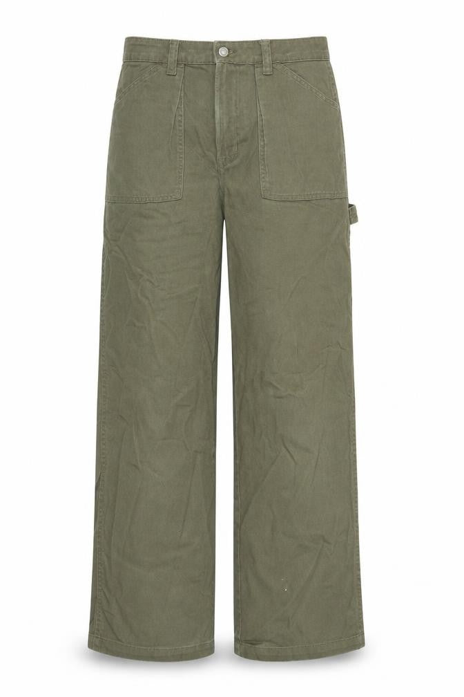 Front view of Divided women’s green cotton straight jeans, size UK 10, regular zip
