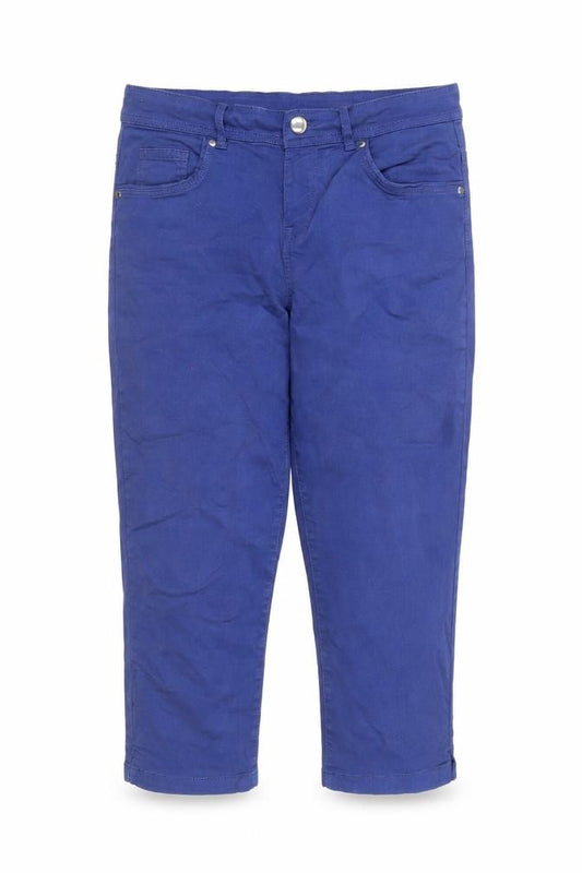 Front view of Intuition women’s blue cotton cropped jeans, size UK 12, regular zip