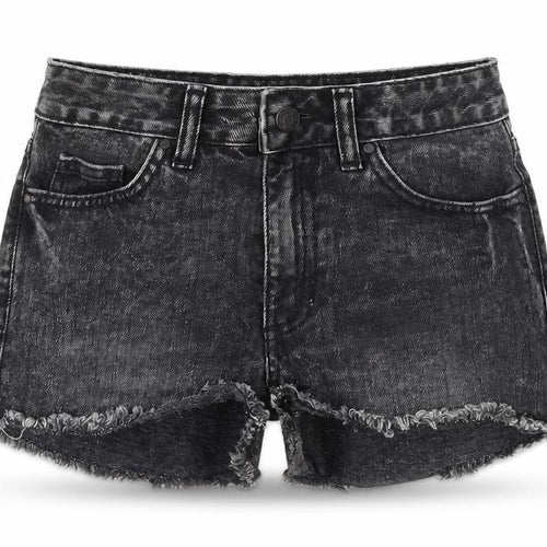 Denim Co. Womens Black Cotton Cut-Off Shorts Size 4 Regular Zip