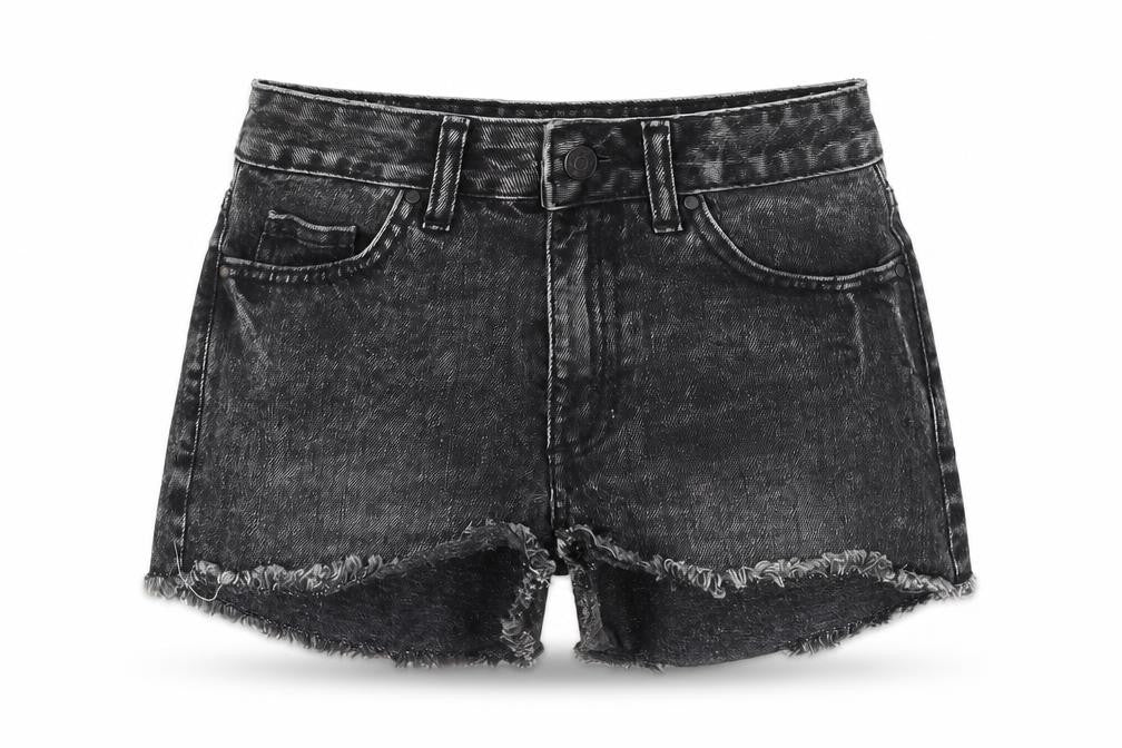 Denim Co. Womens Black Cotton Cut-Off Shorts Size 4 Regular Zip