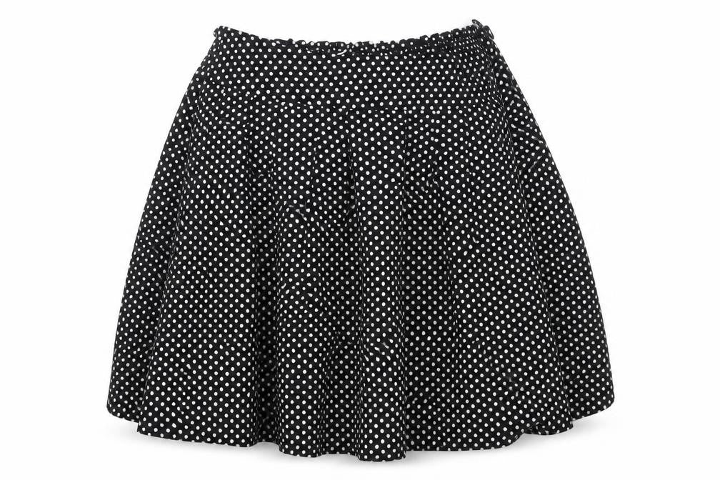 M Butterfly Womens Black Polka Dot Cotton Skater Skirt Size M Button