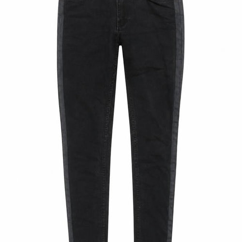 &Denim Mens Black Cotton Skinny Jeans Size 28 in Slim Zip - Side Stripe Detail