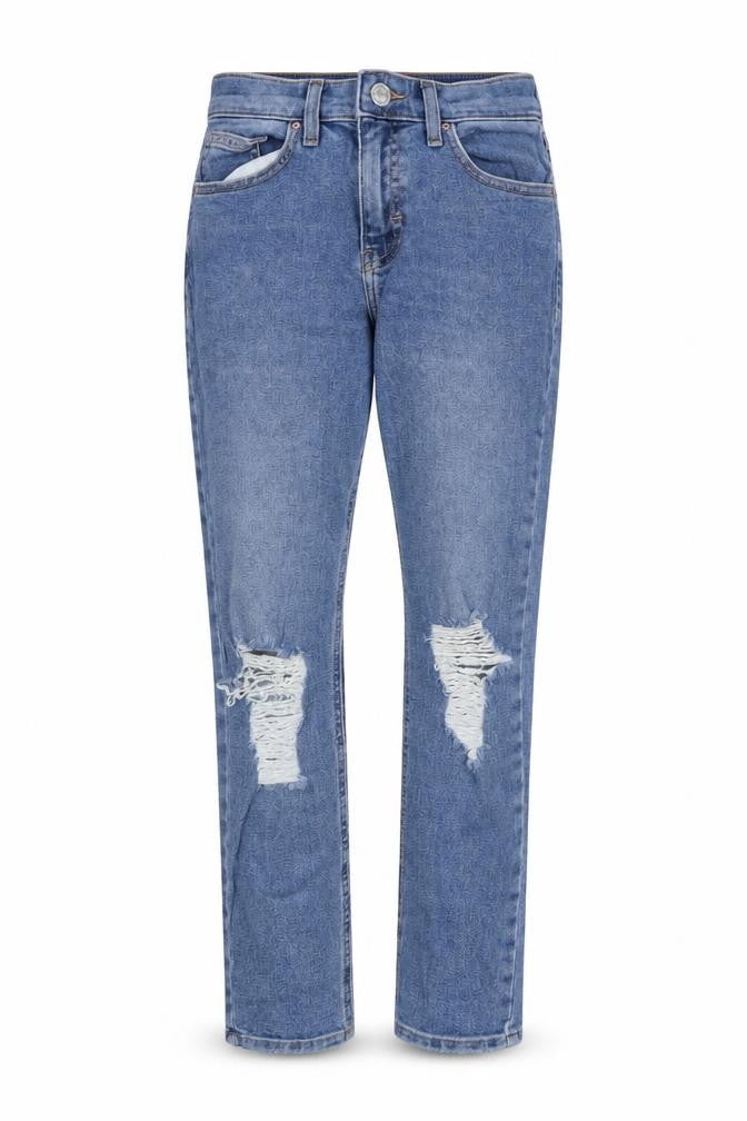 Topshop Womens Blue Cotton Straight Jeans Size 28 in Regular Zip