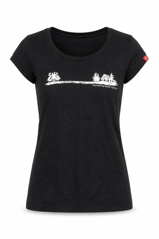 Front view of Artwood women’s black cotton basic t-shirt, size M, round neck
