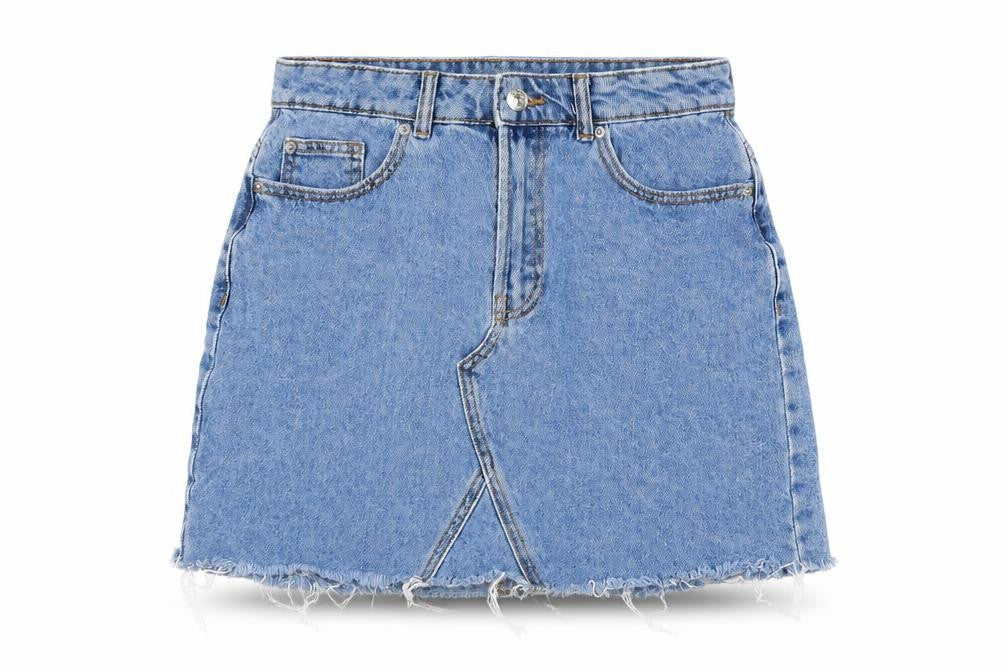 Denim & Co. Womens Blue Cotton A-Line Skirt Size 10 Zip