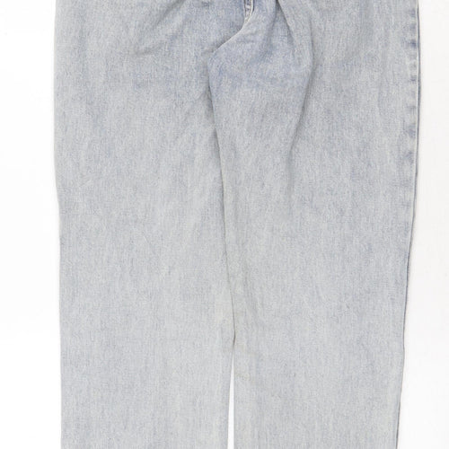PRETTYLITTLETHING Womens Blue Cotton Straight Jeans Size 8 Regular Zip