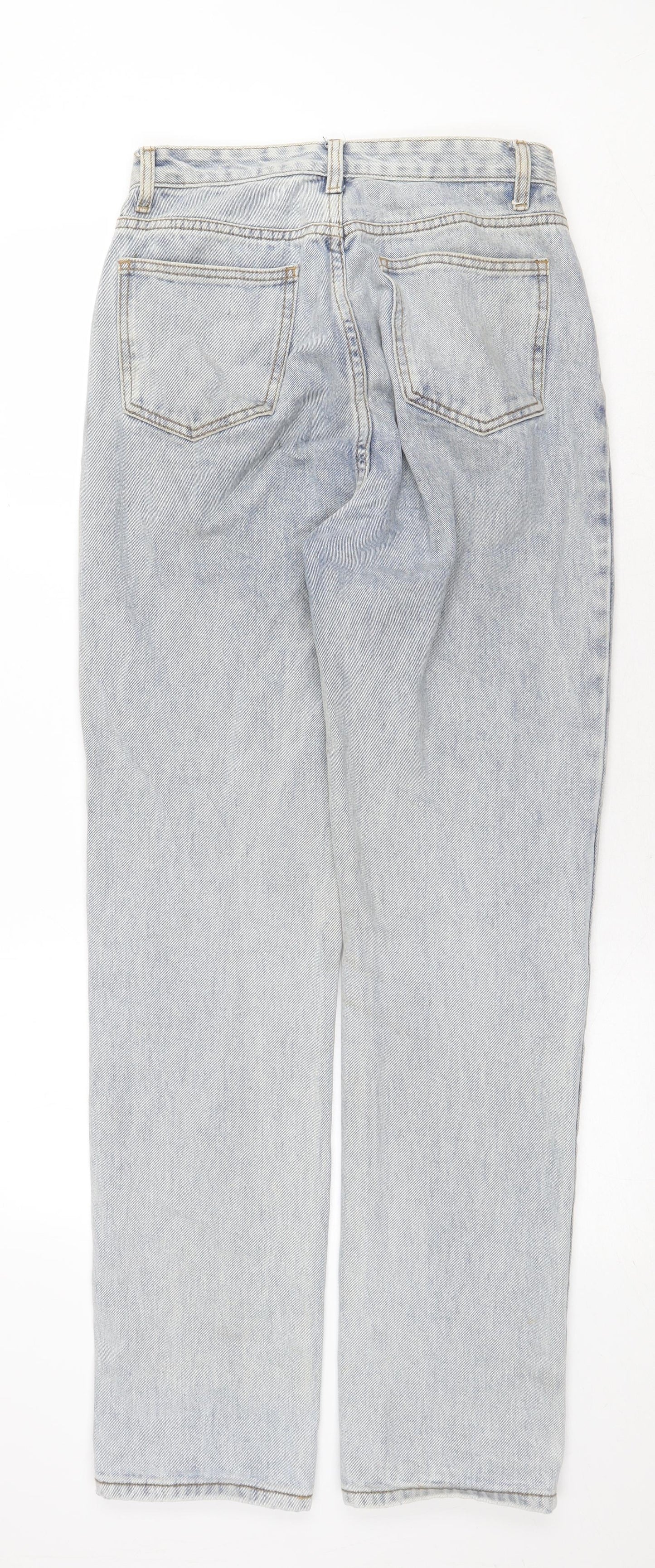 PRETTYLITTLETHING Womens Blue Cotton Straight Jeans Size 8 Regular Zip