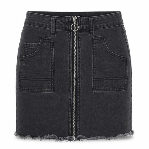 Boohoo Womens Grey Cotton A-Line Skirt Size 6 Zip