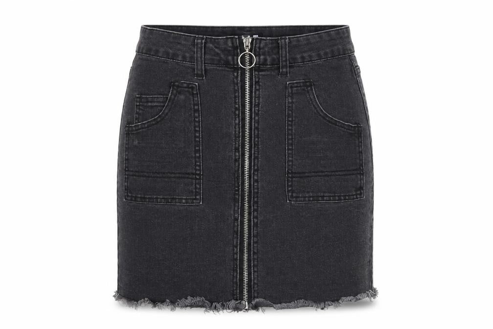 Boohoo Womens Grey Cotton A-Line Skirt Size 6 Zip
