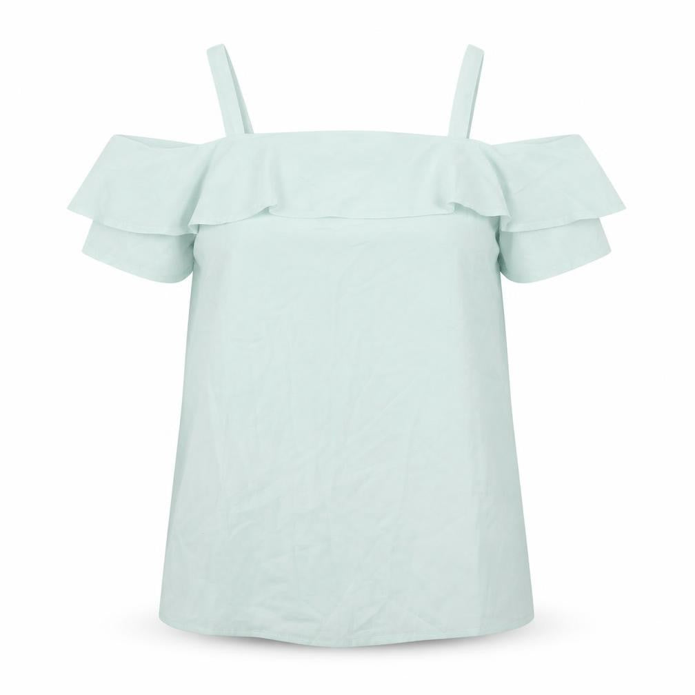 Studio Womens Green Polyester Basic Blouse Size 16 Square Neck