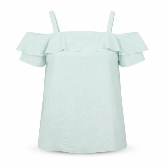 Front view of Studio women’s green polyester basic blouse, size UK 16, square neck