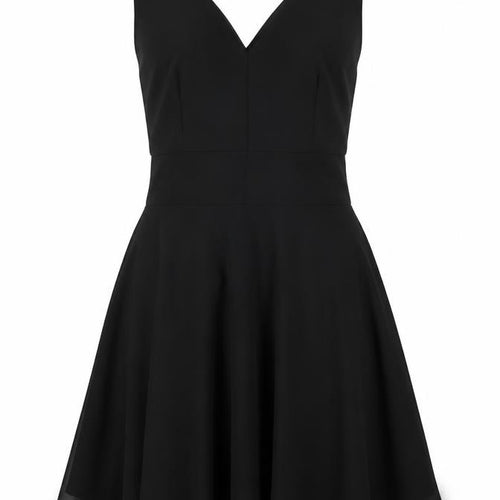 Love Womens Black Polyester Fit & Flare Size S V-Neck Zip - Size S-M
