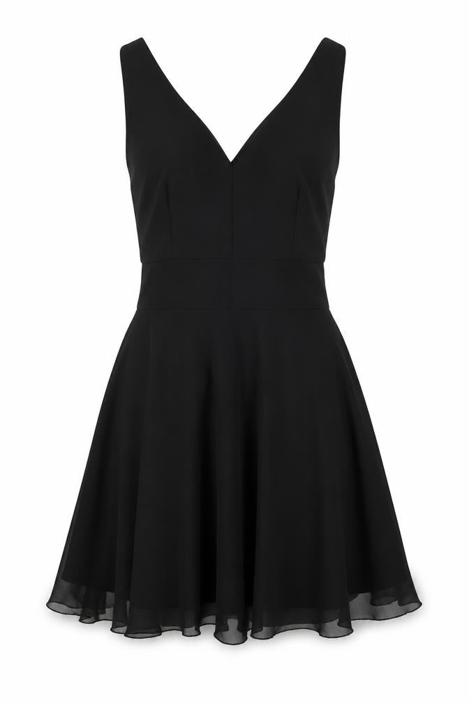 Love Womens Black Polyester Fit & Flare Size S V-Neck Zip - Size S-M