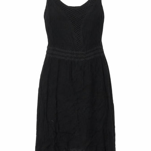 Marks and Spencer Womens Black Viscose Tank Dress Size 10 Round Neck Pullover