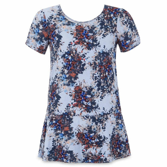 Front view of Next women’s blue geometric polyester a-line, size UK 12, round neck pullover