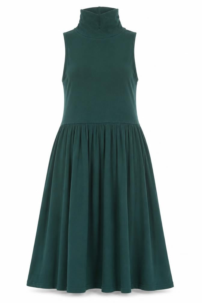 ASOS Womens Green Cotton Tank Dress Size 8 Roll Neck Pullover