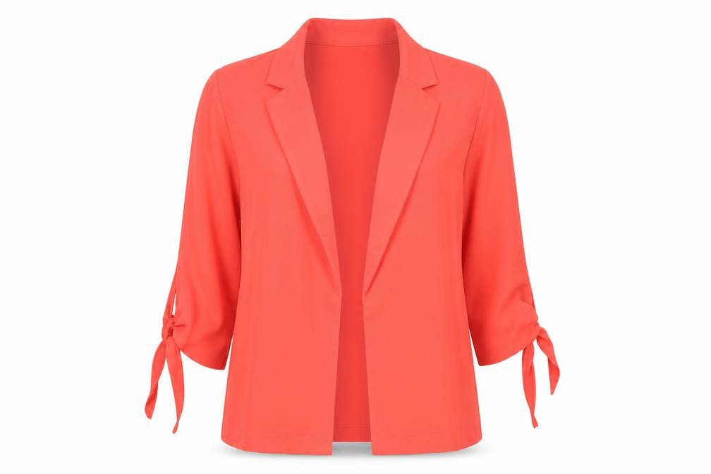 Front view of Dorothy Perkins women’s orange polyester jacket blazer, size UK 10