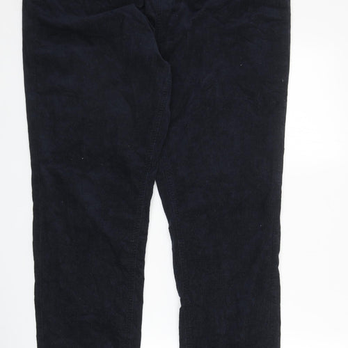 Marks and Spencer Womens Blue Cotton Trousers Size 20 Regular Zip