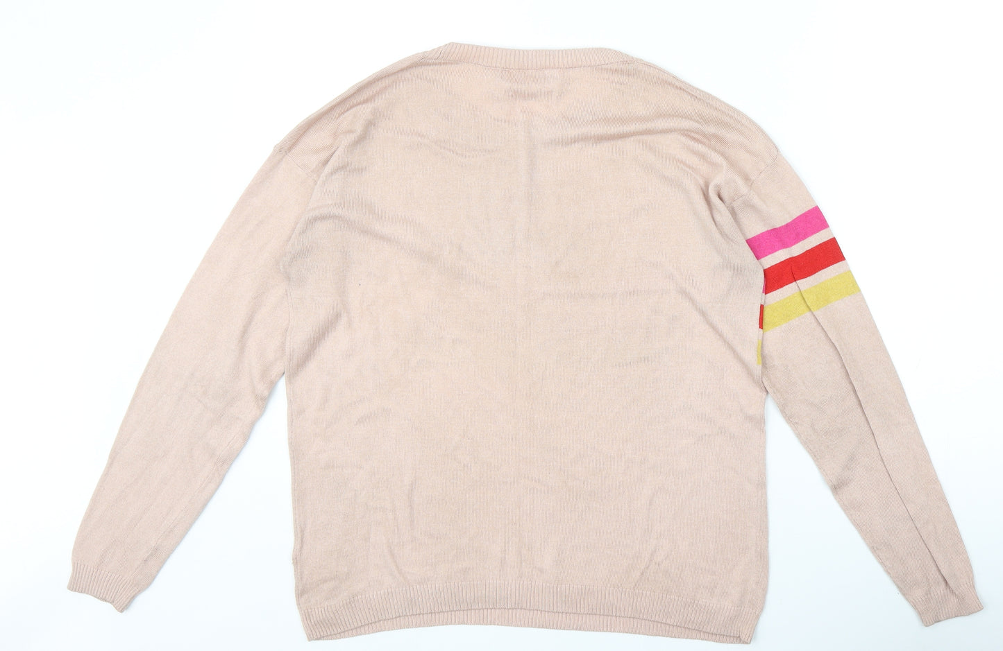 NEXT Womens Pink Round Neck Polyester Pullover Jumper Size 12 Pullover - Stripe Heart