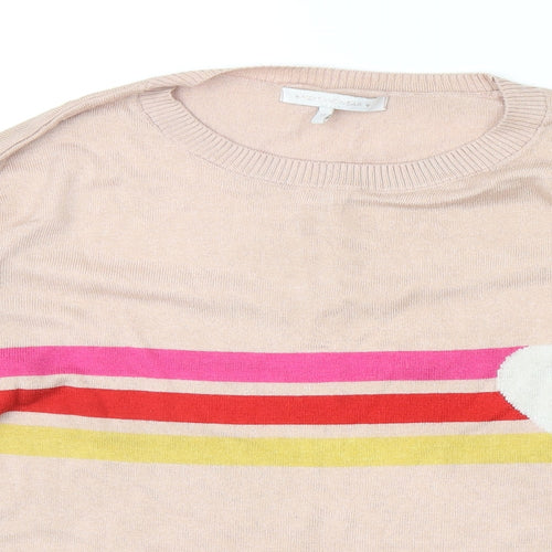 NEXT Womens Pink Round Neck Polyester Pullover Jumper Size 12 Pullover - Stripe Heart