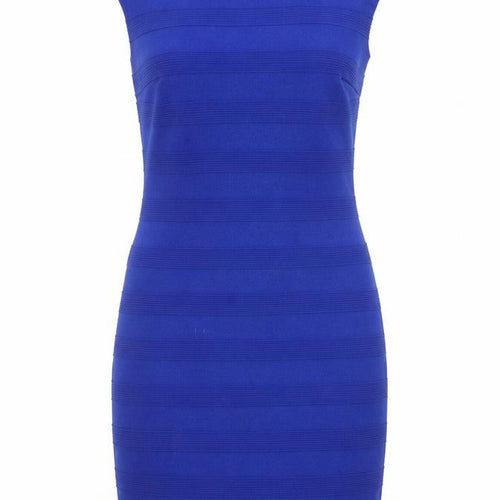 Mela London Womens Blue Striped Polyester A-Line Size 10 Round Neck Zip