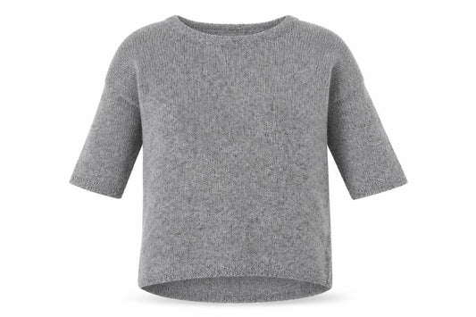 Front view of Next women’s grey round neck cotton jumper, size UK 10