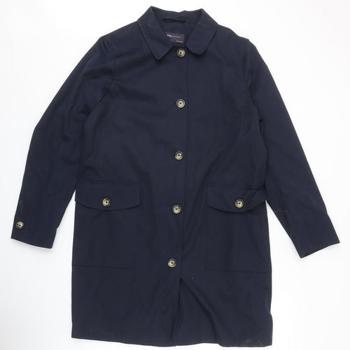 Marks and Spencer Womens Blue Overcoat Coat Size 16 Button