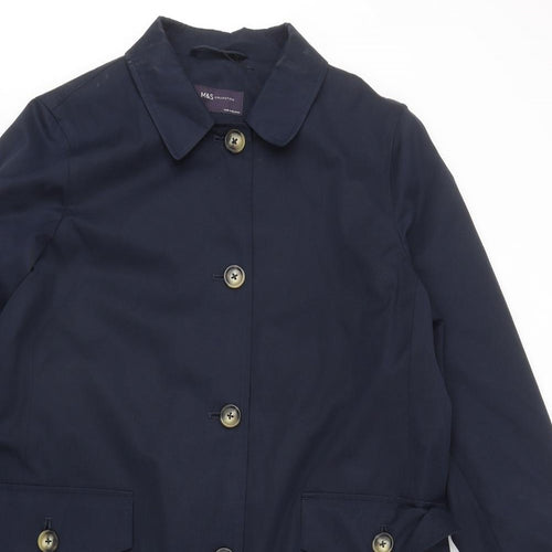 Marks and Spencer Womens Blue Overcoat Coat Size 16 Button