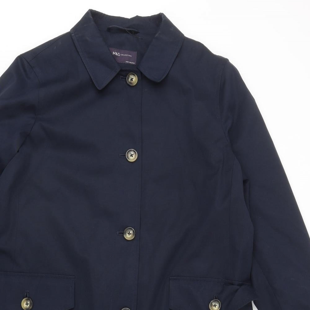 Marks and Spencer Womens Blue Overcoat Coat Size 16 Button