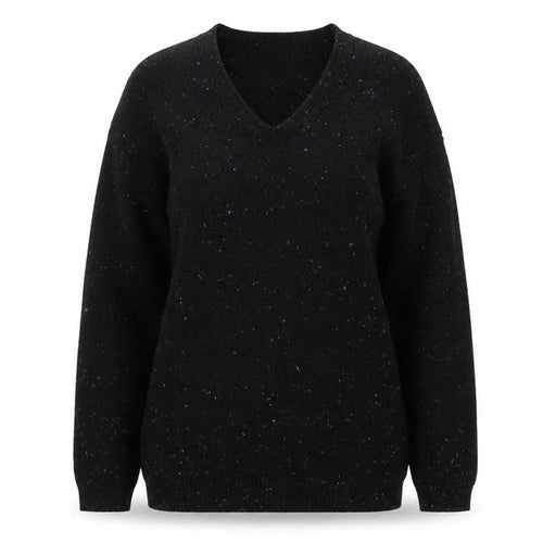 Marks and Spencer Womens Black V-Neck Geometric Acrylic Pullover Jumper Size XS